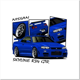 Nissan Skyline GTR R34, JDM Car Posters and Art